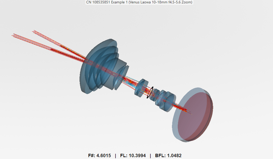 3-D vizualizace optické soustavy v aplikaci Optical System Designer